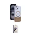 ieg™ iPhone 15 Kılıf Kozmos Form Özel Seri - Siyah Bilvis 3D Mat Cam Ekran Koruyucu