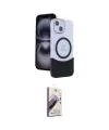 ieg™ iPhone 15 Kılıf Kozmos Form Özel Seri - Siyah Bilvis 3D Mat Cam Ekran Koruyucu