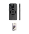 ieg™ iPhone 15 Kılıf Pusula Minimal Koleksiyonu - Siyah Bilvis 3D Mat Cam Ekran Koruyucu
