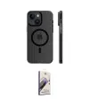 ieg™ iPhone 15 Kılıf Pusula Minimal Koleksiyonu - Siyah Bilvis 3D Mat Cam Ekran Koruyucu