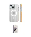 ieg™ iPhone 15 Kılıf Pusula Minimal Koleksiyonu - Siyah Bilvis 3D Mat Cam Ekran Koruyucu