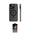 ieg™ iPhone 15 Kılıf Pusula Minimal Koleksiyonu - Siyah Buffer Hayalet Cam Ekran Koruyucu