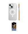 ieg™ iPhone 15 Kılıf Pusula Minimal Koleksiyonu - Siyah Buffer Hayalet Cam Ekran Koruyucu