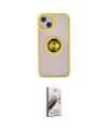 ieg™ iPhone 15 Kılıf Yörünge Çizgi - Siyah Bilvis 3D Mat Cam Ekran Koruyucu