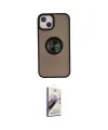 ieg™ iPhone 15 Kılıf Yörünge Çizgi - Siyah Bilvis 3D Mat Cam Ekran Koruyucu