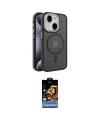 ieg™ iPhone 15 Kılıf Yörünge Klasik - Siyah Buffer Hayalet Cam Ekran Koruyucu