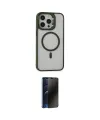 ieg™ iPhone 15 Pro Kılıf Ahenk Klasik Özel Seri - Siyah 3D Antistatik Hayalet Cam Ekran Koruyucu
