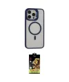 ieg™ iPhone 15 Pro Kılıf Ahenk Klasik Özel Seri - Siyah Buffer Cam Ekran Koruyucu