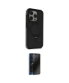 ieg™ iPhone 15 Pro Kılıf Ahenk Yansıma Özel Seri - Siyah 3D Antistatik Hayalet Cam Ekran Koruyucu