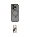 ieg™ iPhone 15 Pro Kılıf Ahenk Yansıma Özel Seri - Siyah Bilvis 3D Mat Cam Ekran Koruyucu