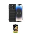 ieg™ iPhone 15 Pro Kılıf Atlas Koleksiyonu - Siyah Buffer Cam Ekran Koruyucu