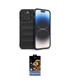 ieg™ iPhone 15 Pro Kılıf Atlas Koleksiyonu - Siyah Buffer Hayalet Cam Ekran Koruyucu