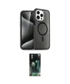 ieg™ iPhone 15 Pro Kılıf Eksen Doku Koleksiyonu - Siyah 360 Mat Full Body Arka Koruyucu