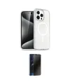 ieg™ iPhone 15 Pro Kılıf Eksen Doku Koleksiyonu - Siyah 3D Antistatik Hayalet Cam Ekran Koruyucu