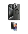 ieg™ iPhone 15 Pro Kılıf Eksen Doku Koleksiyonu - Siyah 3D Antistatik Mat Seramik Nano Ekran Koruyucu