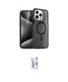 ieg™ iPhone 15 Pro Kılıf Eksen Doku Koleksiyonu - Siyah Bilvis 0.18mm Plus Cam Ekran Koruyucu