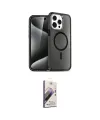 ieg™ iPhone 15 Pro Kılıf Eksen Doku Koleksiyonu - Siyah Bilvis 3D Mat Cam Ekran Koruyucu