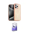 ieg™ iPhone 15 Pro Kılıf Eksen Doku Koleksiyonu - Siyah Bilvis 5in1 5D Magic Hayalet Cam Ekran Koruyucu