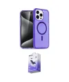 ieg™ iPhone 15 Pro Kılıf Eksen Doku Koleksiyonu - Siyah Bilvis 5in1 5D Magic Hayalet Cam Ekran Koruyucu