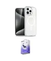 ieg™ iPhone 15 Pro Kılıf Eksen Doku Koleksiyonu - Siyah Bilvis 5in1 5D Magic Hayalet Cam Ekran Koruyucu