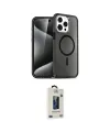 ieg™ iPhone 15 Pro Kılıf Eksen Doku Koleksiyonu - Siyah Bilvis Hayalet Cam Ekran Koruyucu