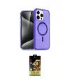 ieg™ iPhone 15 Pro Kılıf Eksen Doku Koleksiyonu - Siyah Buffer Cam Ekran Koruyucu