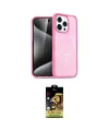 ieg™ iPhone 15 Pro Kılıf Eksen Doku Koleksiyonu - Siyah Buffer Cam Ekran Koruyucu