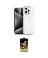ieg™ iPhone 15 Pro Kılıf Eksen Doku Koleksiyonu - Siyah Buffer Cam Ekran Koruyucu