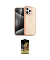 ieg™ iPhone 15 Pro Kılıf Eksen Doku Koleksiyonu - Siyah Buffer Cam Ekran Koruyucu