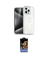 ieg™ iPhone 15 Pro Kılıf Eksen Doku Koleksiyonu - Siyah Buffer Hayalet Cam Ekran Koruyucu