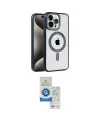 ieg™ iPhone 15 Pro Kılıf Eksen Form Koleksiyonu - Şeffaf Royal Nano Ekran Koruyucu