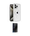 ieg™ iPhone 15 Pro Kılıf Eksen Form Koleksiyonu - Siyah 3D Antistatik Hayalet Cam Ekran Koruyucu