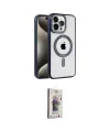 ieg™ iPhone 15 Pro Kılıf Eksen Form Koleksiyonu - Siyah Bilvis 3D Cam Ekran Koruyucu