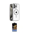 ieg™ iPhone 15 Pro Kılıf Eksen Form Koleksiyonu - Siyah Buffer Hayalet Cam Ekran Koruyucu