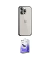 ieg™ iPhone 15 Pro Kılıf Eksen Form Serisi - Siyah Bilvis 5in1 5D Magic Hayalet Cam Ekran Koruyucu