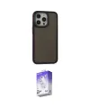 ieg™ iPhone 15 Pro Kılıf Eksen Işık - Siyah Bilvis 5in1 3D Magic Cam Ekran Koruyucu