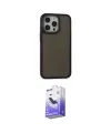 ieg™ iPhone 15 Pro Kılıf Eksen Işık - Siyah Bilvis 5in1 5D Magic Hayalet Cam Ekran Koruyucu