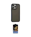 ieg™ iPhone 15 Pro Kılıf Eksen Işık - Siyah Buffer Hayalet Cam Ekran Koruyucu