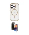 ieg™ iPhone 15 Pro Kılıf Eksen Klasik Koleksiyonu - Siyah 3D Antistatik Mat Seramik Nano Ekran Koruyucu