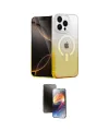 ieg™ iPhone 15 Pro Kılıf Eksen Minimal Özel Seri - Siyah 3D Antistatik Mat Seramik Nano Ekran Koruyucu