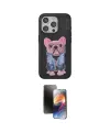 ieg™ iPhone 15 Pro Kılıf İz Minimal Koleksiyonu - Siyah 3D Antistatik Mat Seramik Nano Ekran Koruyucu