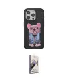 ieg™ iPhone 15 Pro Kılıf İz Minimal Koleksiyonu - Siyah Bilvis 3D Mat Cam Ekran Koruyucu