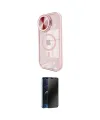 ieg™ iPhone 15 Pro Kılıf Kıvılcım Modern Koleksiyonu - Siyah 3D Antistatik Hayalet Cam Ekran Koruyucu