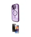 ieg™ iPhone 15 Pro Kılıf Kıvılcım Modern Koleksiyonu - Siyah 3D Antistatik Mat Seramik Nano Ekran Koruyucu