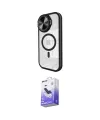 ieg™ iPhone 15 Pro Kılıf Kıvılcım Modern Koleksiyonu - Siyah Bilvis 5in1 5D Magic Hayalet Cam Ekran Koruyucu