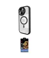 ieg™ iPhone 15 Pro Kılıf Kıvılcım Modern Koleksiyonu - Siyah Buffer Hayalet Cam Ekran Koruyucu