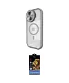 ieg™ iPhone 15 Pro Kılıf Kıvılcım Modern Koleksiyonu - Siyah Buffer Hayalet Cam Ekran Koruyucu