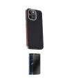 ieg™ iPhone 15 Pro Kılıf Kıvılcım Modern Özel Seri - Siyah 3D Antistatik Hayalet Cam Ekran Koruyucu