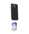 ieg™ iPhone 15 Pro Kılıf Kıvılcım Modern Özel Seri - Siyah Bilvis 5in1 3D Magic Cam Ekran Koruyucu