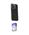 ieg™ iPhone 15 Pro Kılıf Kıvılcım Modern Özel Seri - Siyah Bilvis 5in1 3D Magic Cam Ekran Koruyucu